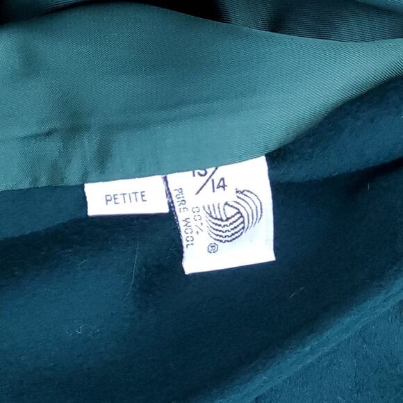 Vintage Forecaster Green Wool  Double Breasted Winter Trench Coat 13 /14 Petite - Picture 15 of 16